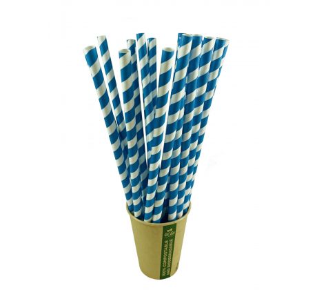 Papierové slamky Modro-Biele 8x250mm